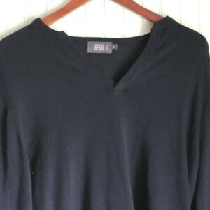 Bedo Sweater Mens Large Black V Neck Knit Pullover Long Sleeve Solid Casual